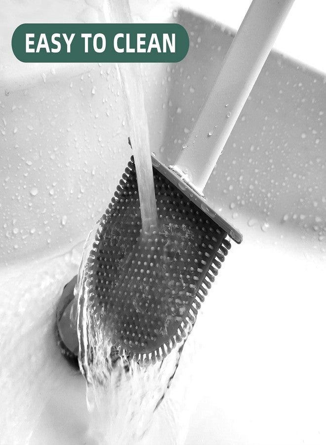 MADRIC Toilet Brush,Deep Cleaner Silicone Toilet Brushes with No-Slip Long Plastic Handle and Flexible Bristles, Silicone Toilet Brush with Quick Drying Holder Set for Toilet（White-New,2 Pack） - Image 5